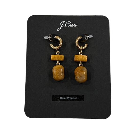 NWT J. Crew Gold/Brown Semiprecious Stone Drop Earrings - Sold Separately - Picture 4 of 11